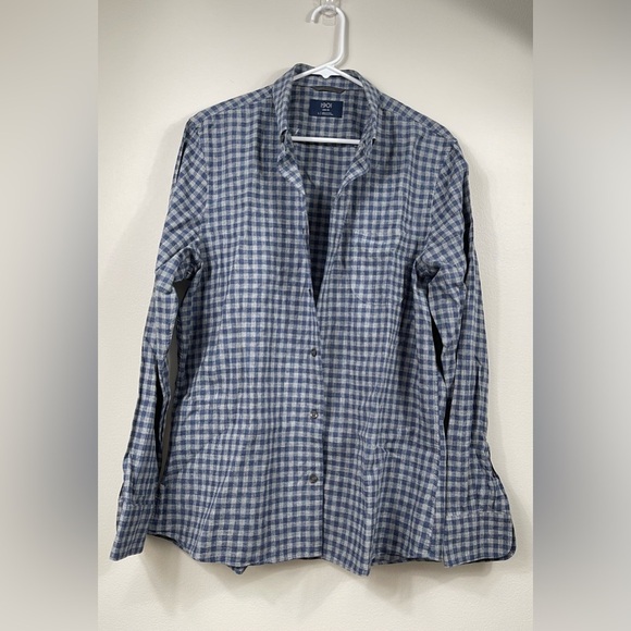 1901 Other - 1901 Men Trim Fit Shirt Long Sleeve Blue Gray Checkered Button-Up Shirt L